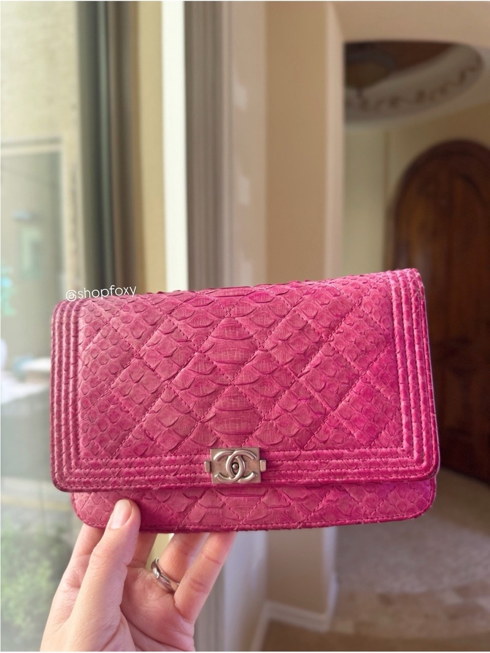 Chanel Exotic Python Boy WOC Wallet on Chain Crossbody